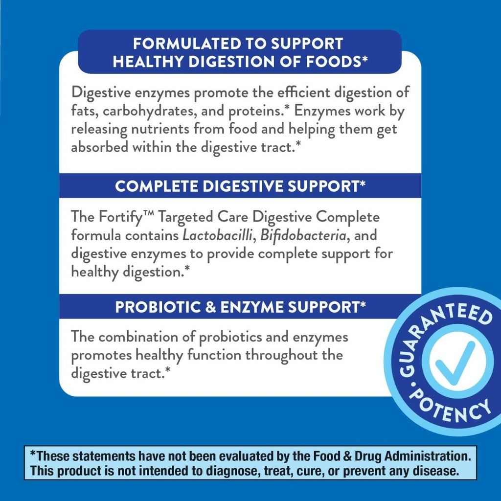 Nature's Way Fortify Daily Probiotic and Enzymes, Digestive Health Complete Targeted Care for Men and Women*, 30 Vegan Capsules
