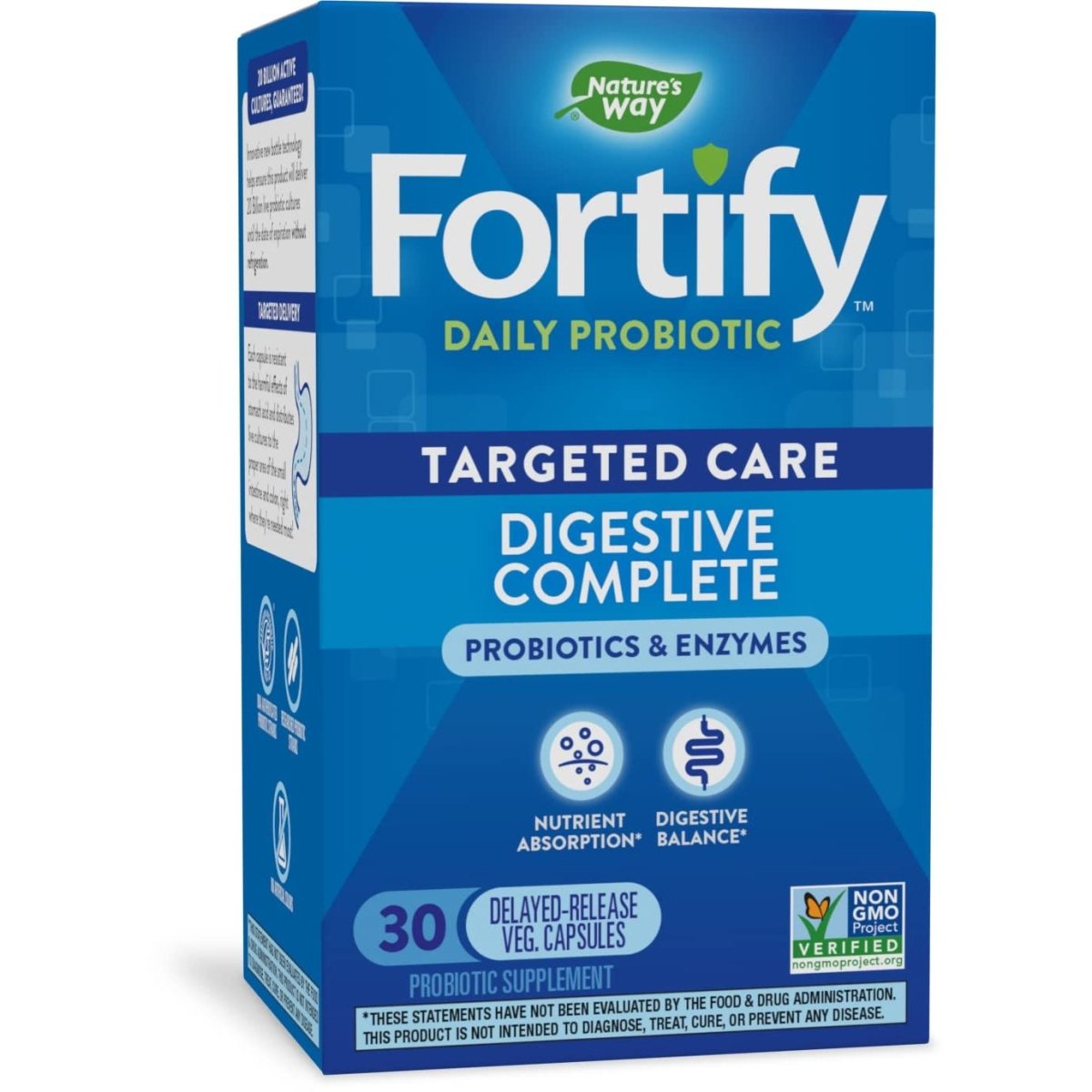 Nature's Way Fortify Daily Probiotic and Enzymes, Digestive Health Complete Targeted Care for Men and Women*, 30 Vegan Capsules