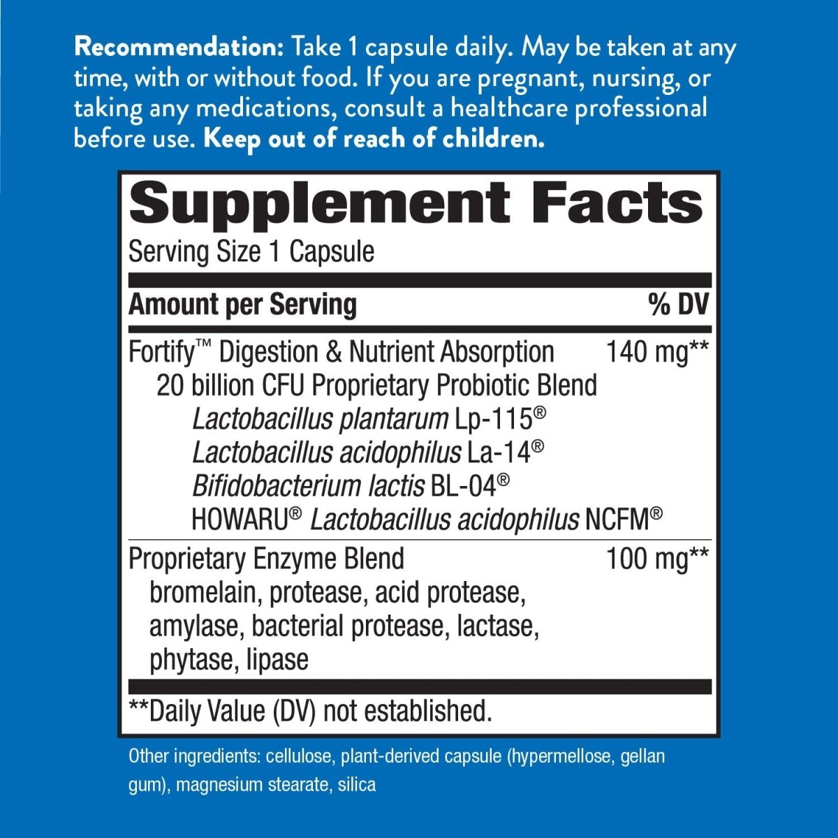 Nature's Way Fortify Daily Probiotic and Enzymes, Digestive Health Complete Targeted Care for Men and Women*, 30 Vegan Capsules