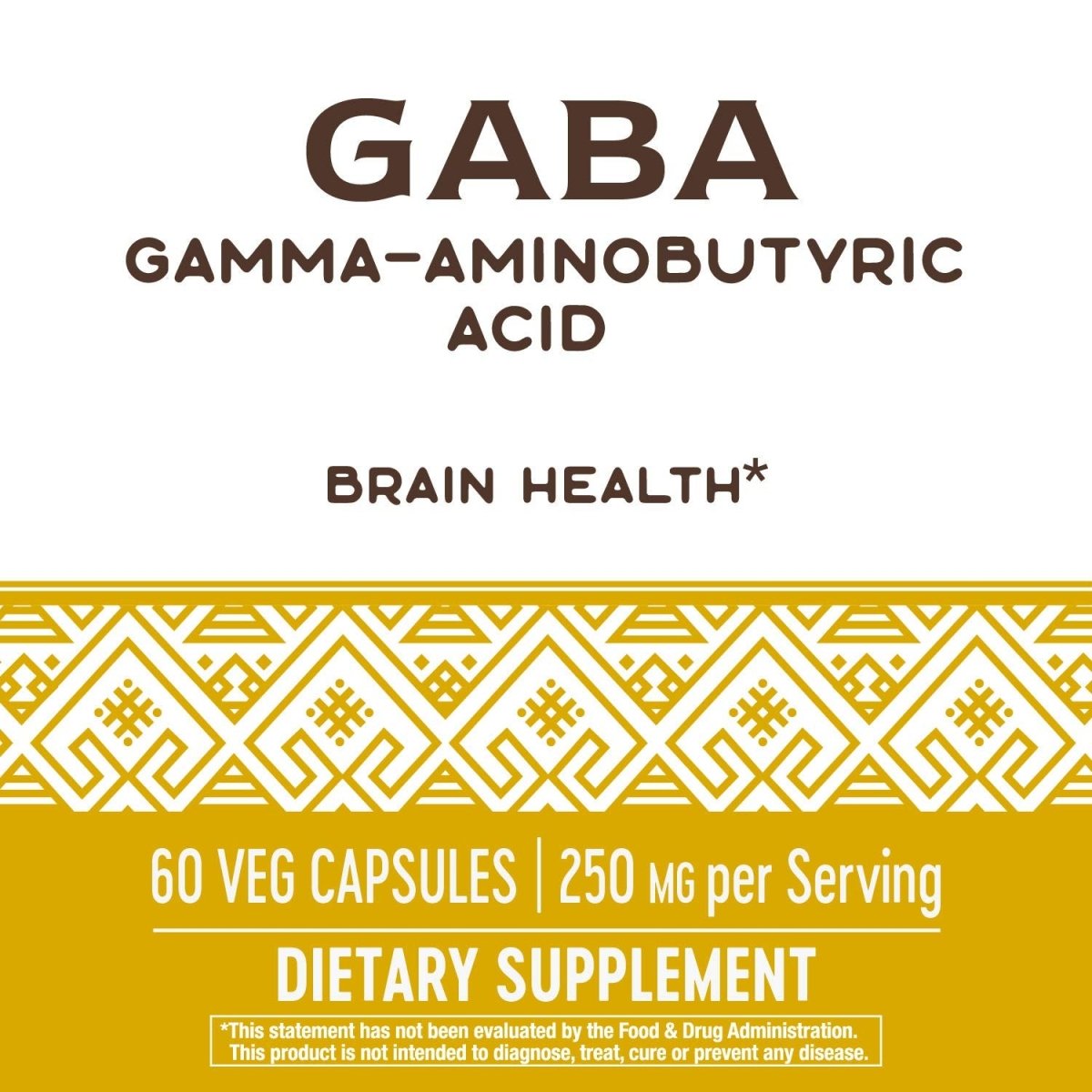 Nature's Way GABA, Gamma-Aminobutyric Acid 250 mg Potency, 60 VCaps
