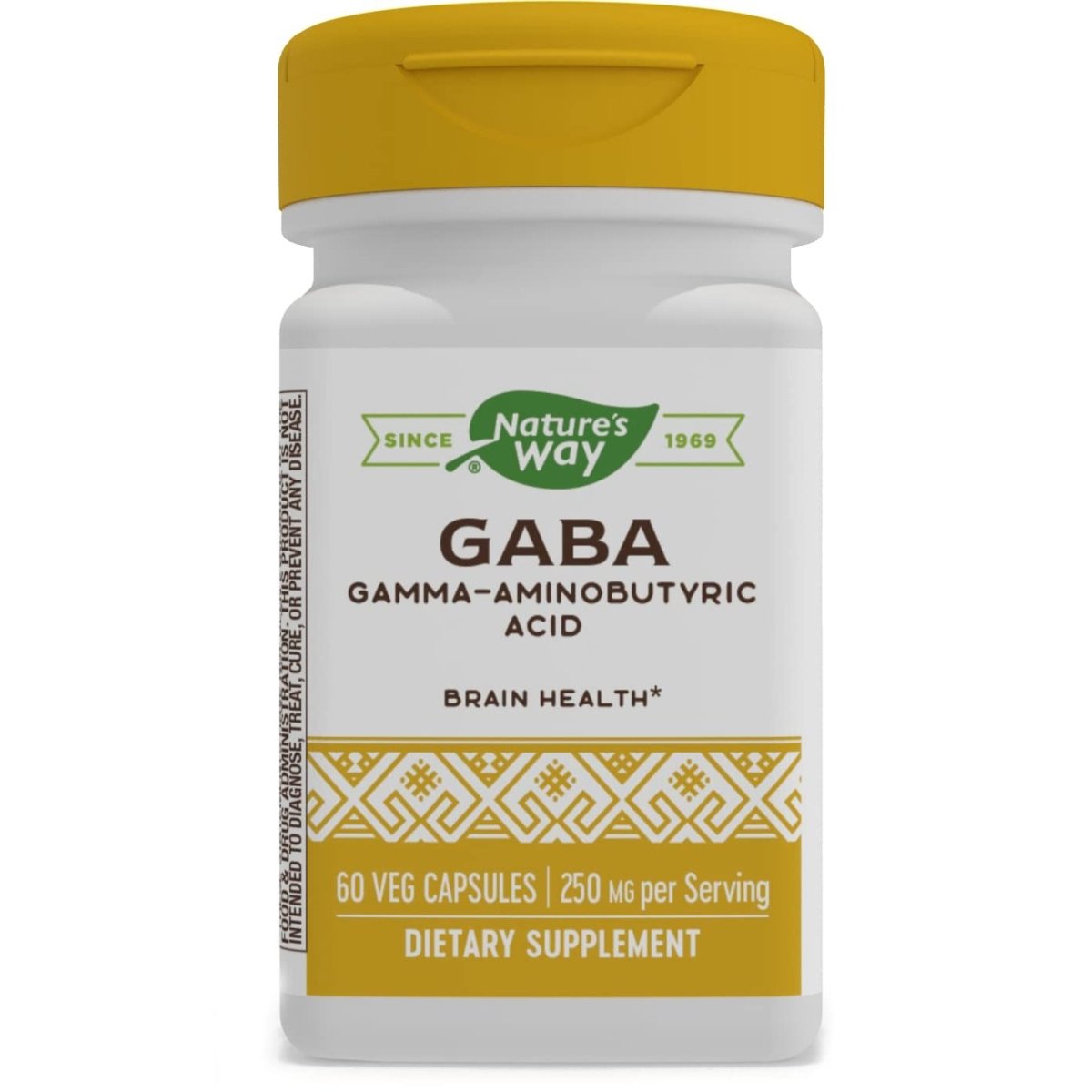 Nature's Way GABA, Gamma-Aminobutyric Acid 250 mg Potency, 60 VCaps