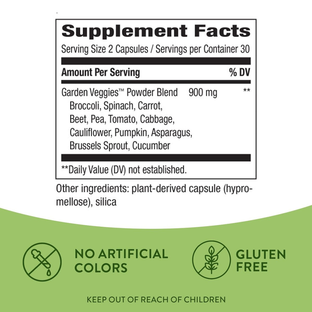 Nature's Way Garden Veggies - Nutrient-Rich Veggie Blend in Convenient Capsules - 60 Count