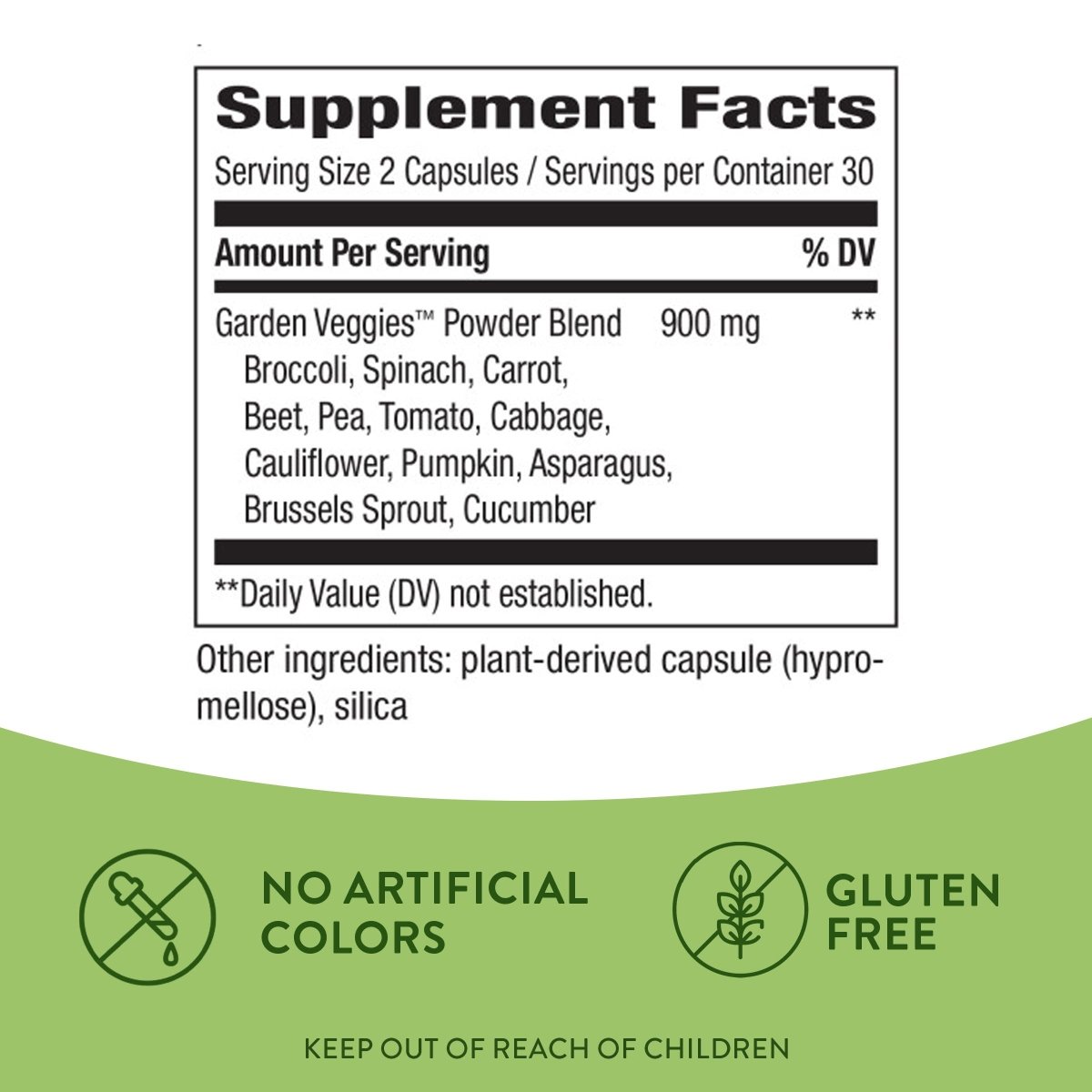 Nature's Way Garden Veggies - Nutrient-Rich Veggie Blend in Convenient Capsules - 60 Count