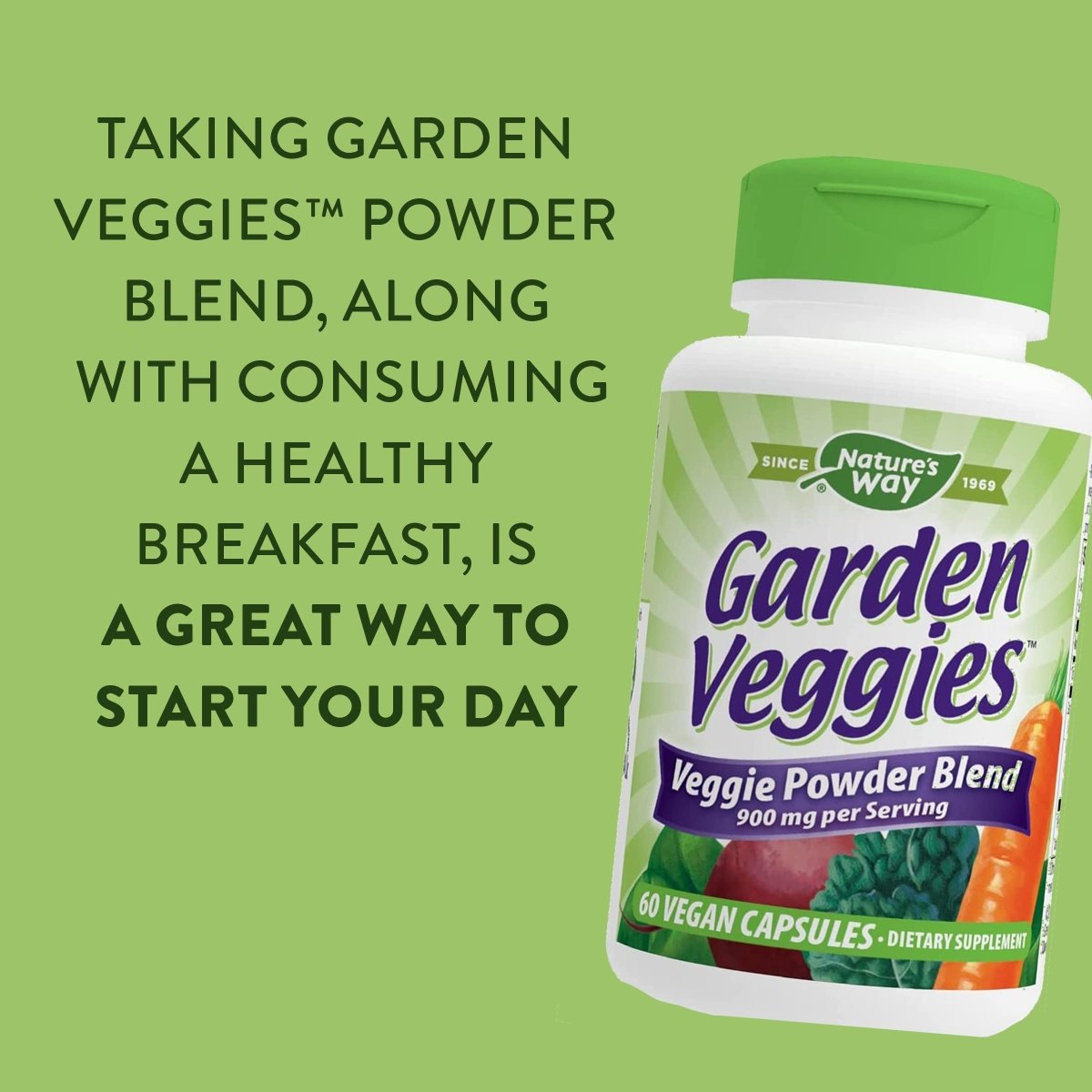 Nature's Way Garden Veggies - Nutrient-Rich Veggie Blend in Convenient Capsules - 60 Count