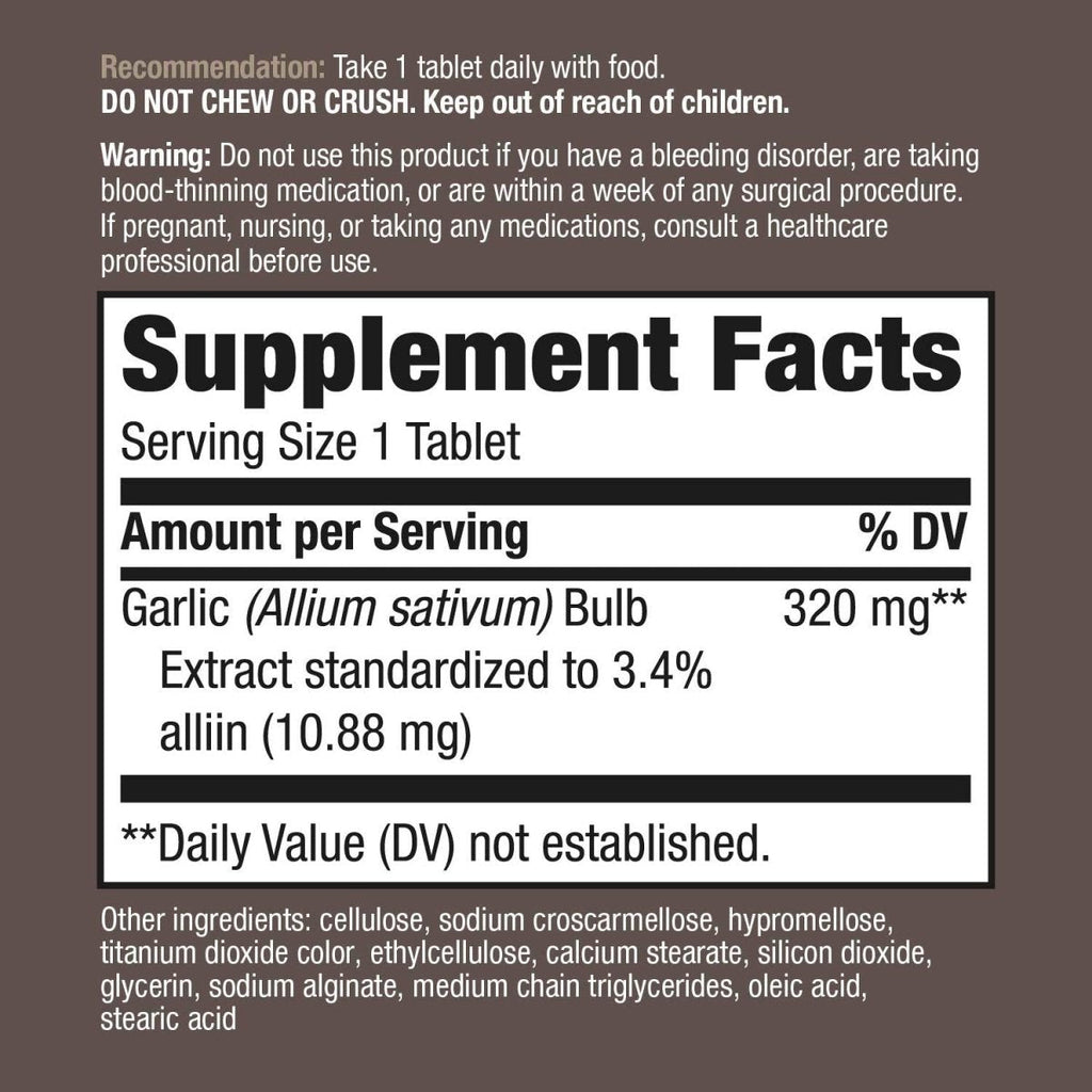 Nature's Way Garlinase Enteric Coated Tablets, 100 Count (Formerly Enzymatic Therapy) (Packaging May Vary)