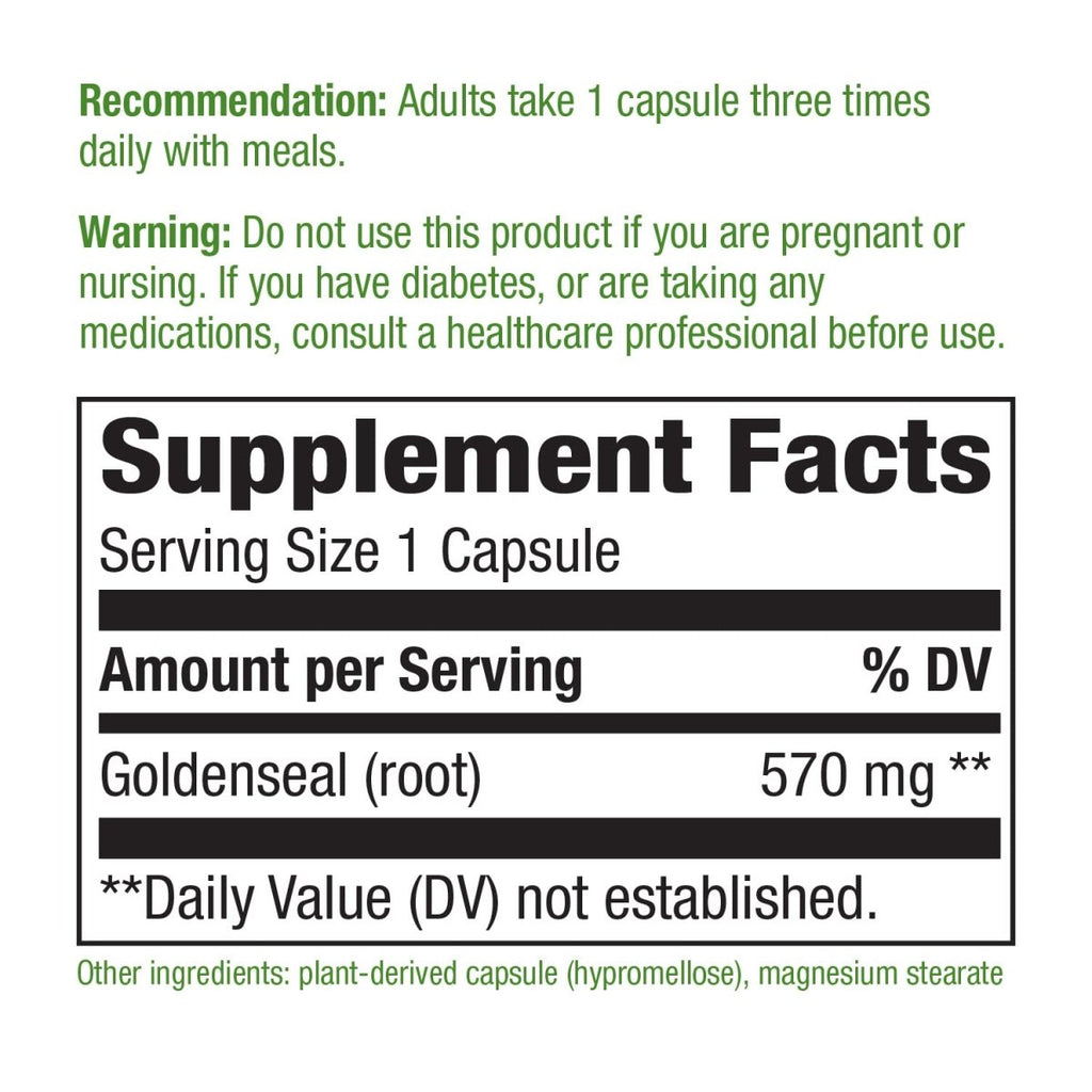 Nature's Way Goldenseal Root - Traditional Digestive Support in 50 Vegan Capsules