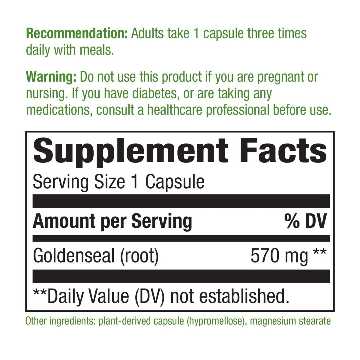 Nature's Way Goldenseal Root - Traditional Digestive Support in 50 Vegan Capsules