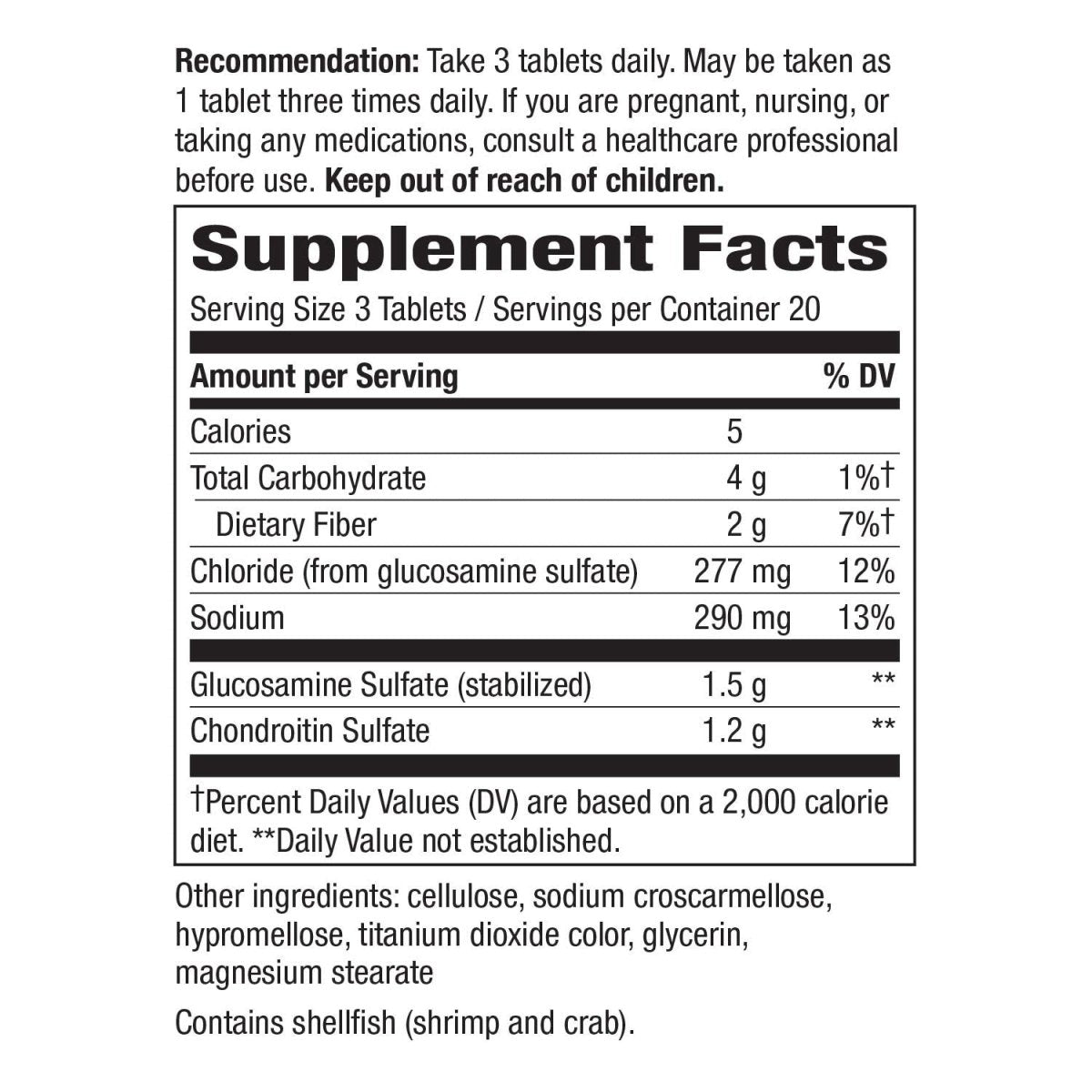 Nature's Way GS-500 & Chondroitin - Stabilized Glucosamine for Healthy Joint Cartilage - 60 Tablets