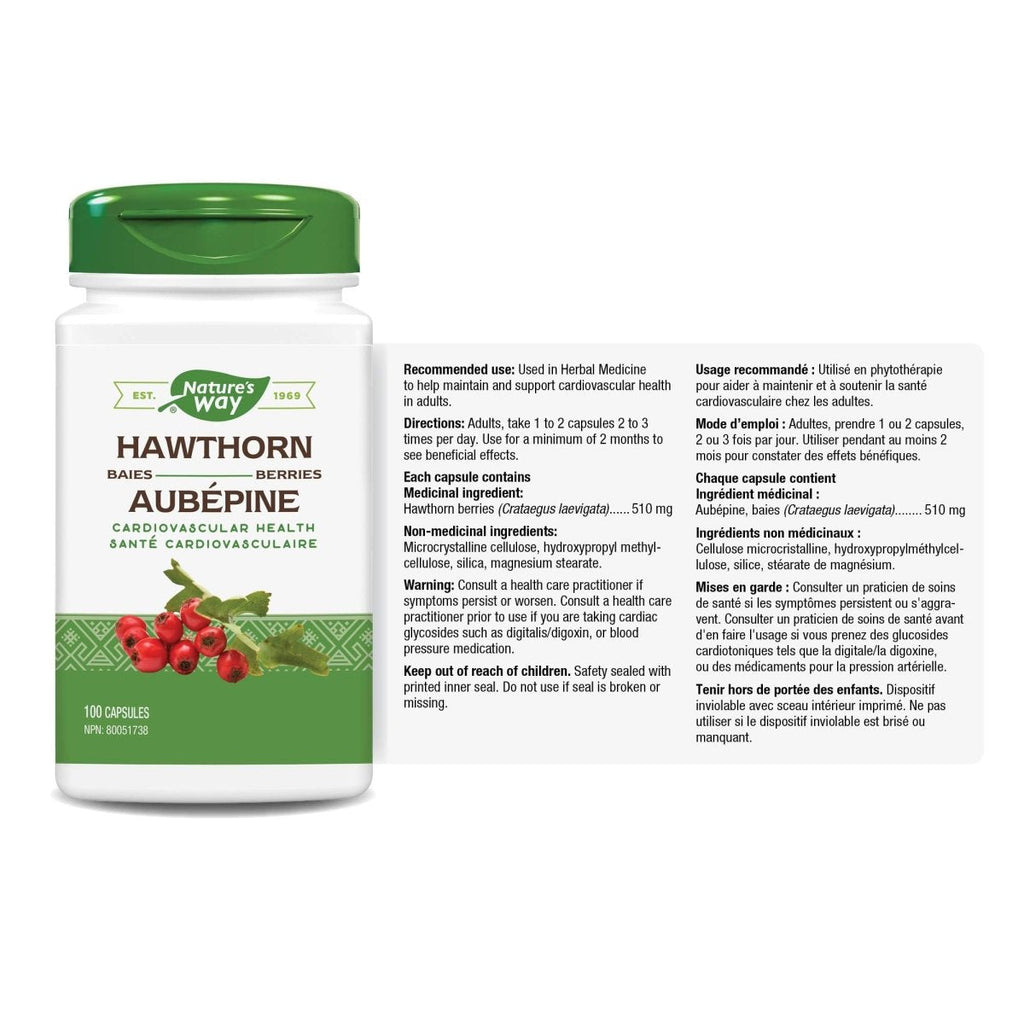 Nature's Way Hawthorn Berries, Cardiovascular Health, 100 Vegetarian Capsules