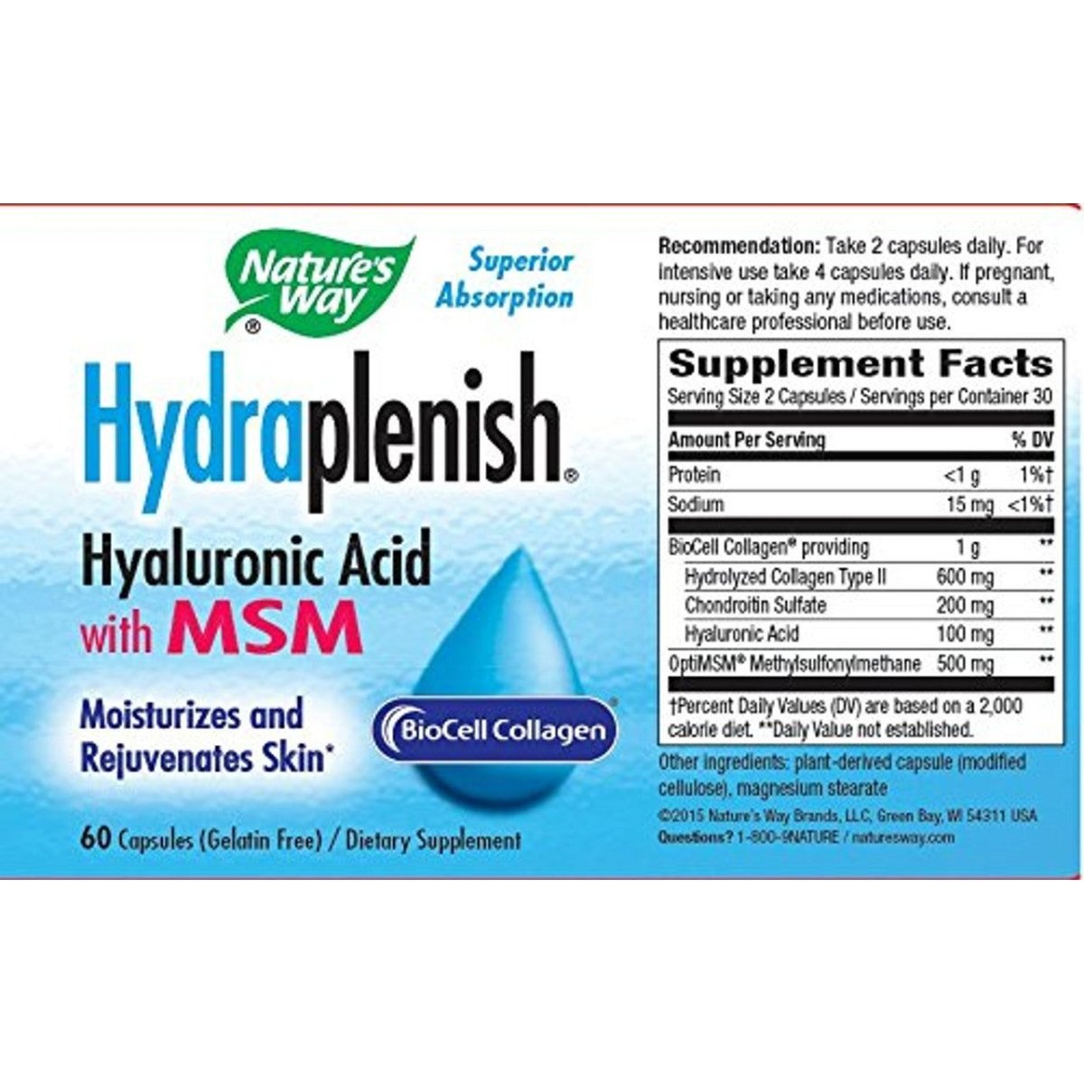 Nature's Way Hydraplenish With MSM 60 Capsules - 4 Packs