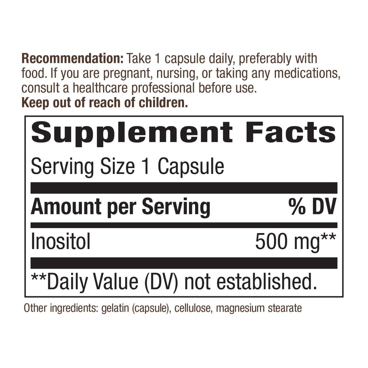 Nature's Way Inositol, 500 mg per serving, 100 Capsules