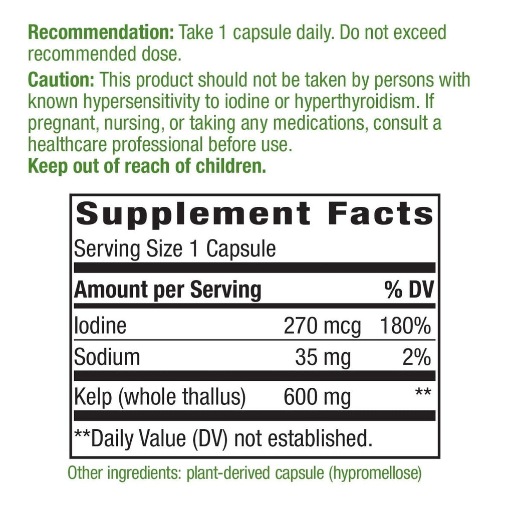 Nature's Way Kelp Capsules - 180 Capsules