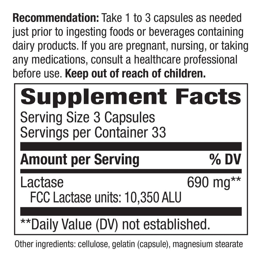 Nature's Way Lactase Enzyme Formula - 100 Capsules