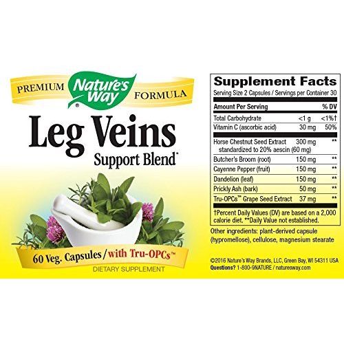 Nature's Way Leg Veins Support Blend*; with 6-Herb Blend; Vegan; 60 Vegan Capsules (Pack of 3)