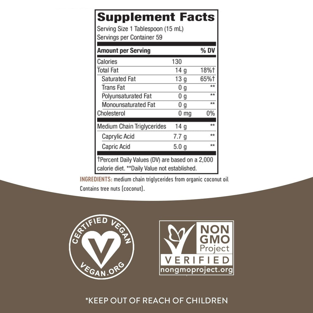 Nature's Way MCT Oil, Brain and Body Fuel from Coconuts*; Keto and Paleo Certified, Organic, Gluten Free, Non-GMO Project Verified, 30 Fl. Oz.