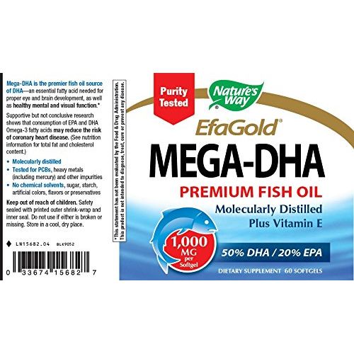 Nature's Way Mega-DHA Softgels, 1000 mg, 60 Count