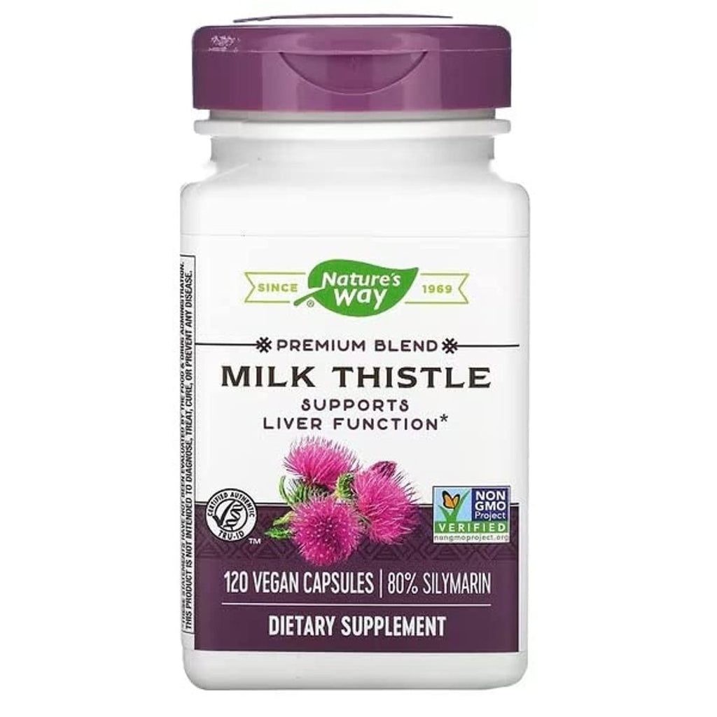 Nature's Way Milk Thistle, Premium Blend, 80% Silymarin per serving, Non-GMO, 120 Capsules