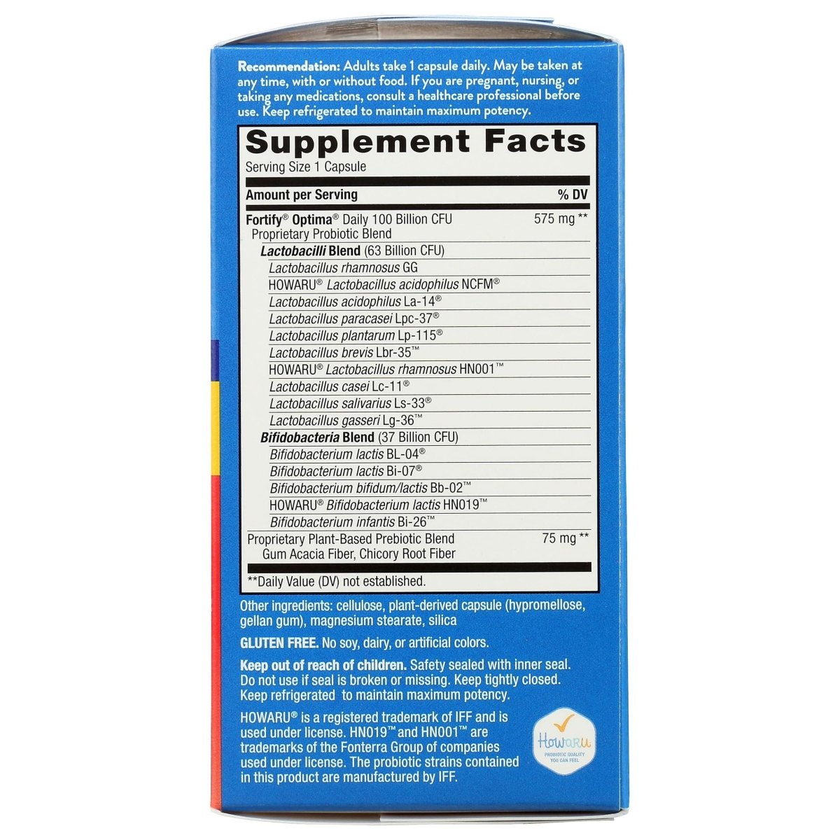 Nature's Way Natures Way Fortify Optima Daily Probiotic, 100 Billion, 15 Strains, Prebiotic, 30 Capsules, 30 Count