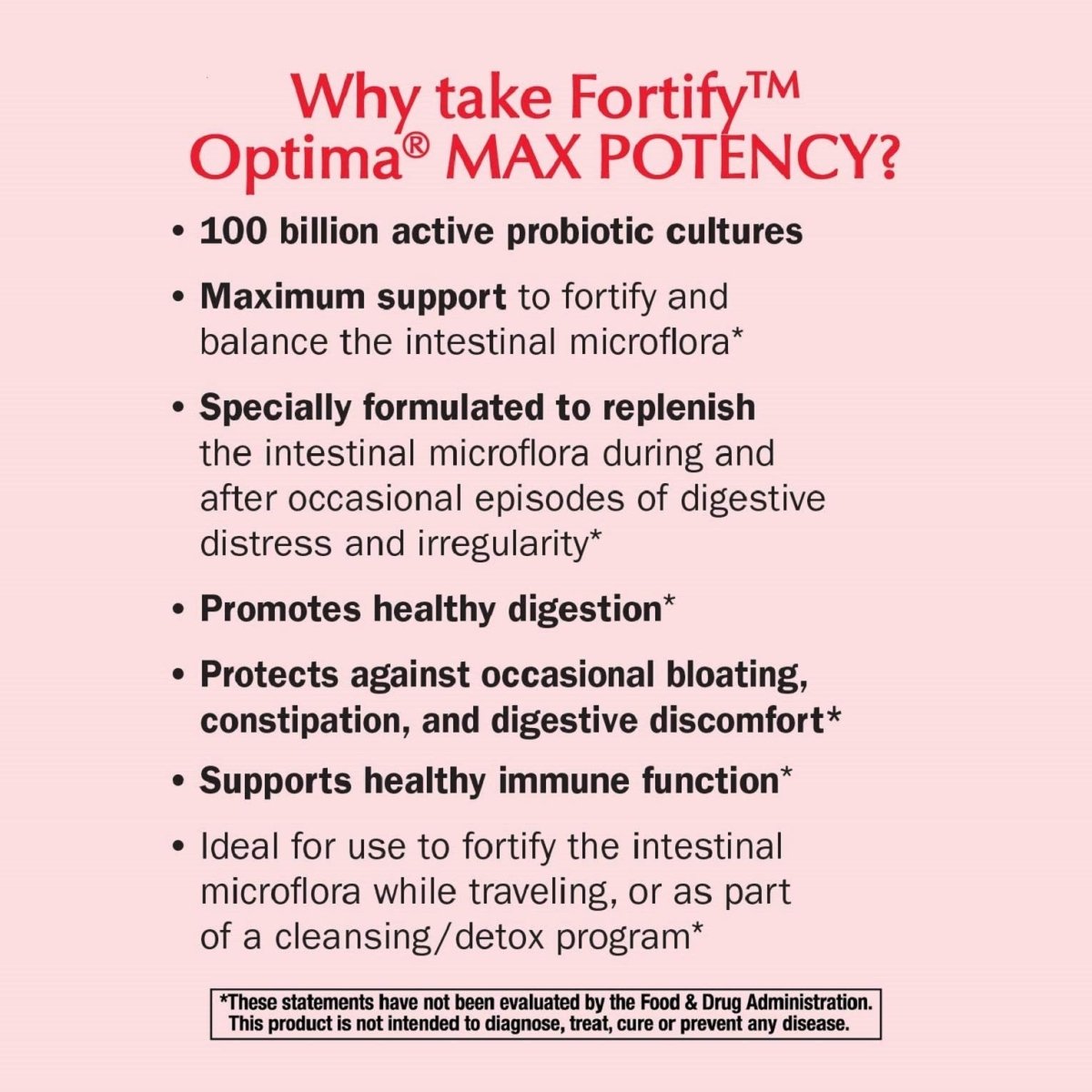 Nature's Way Natures Way Fortify Optima Daily Probiotic, 100 Billion, 15 Strains, Prebiotic, 30 Capsules, 30 Count