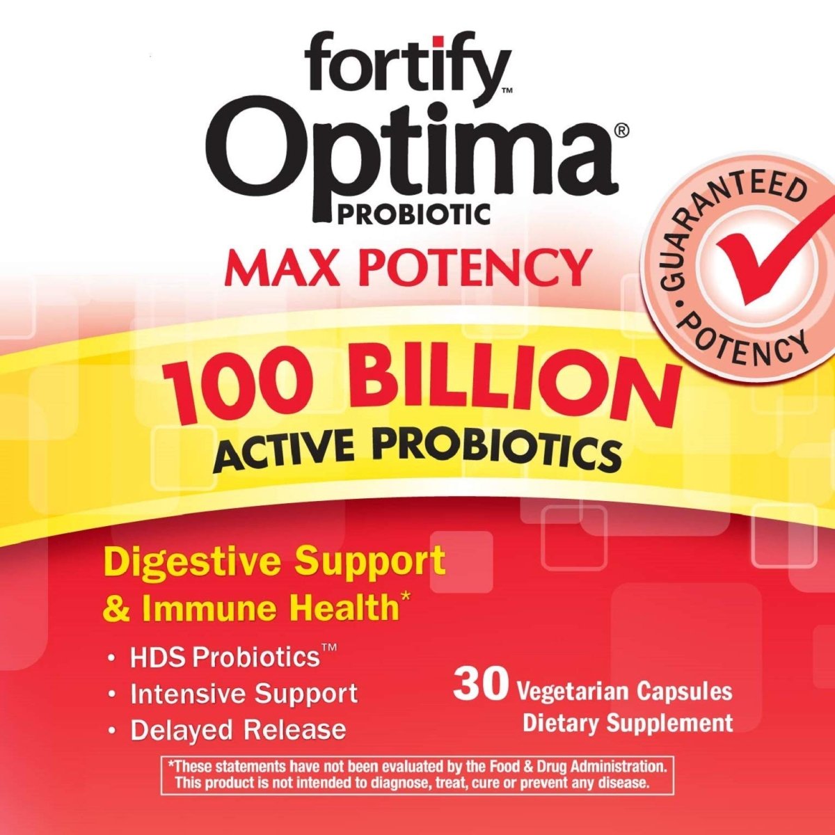 Nature's Way Natures Way Fortify Optima Daily Probiotic, 100 Billion, 15 Strains, Prebiotic, 30 Capsules, 30 Count
