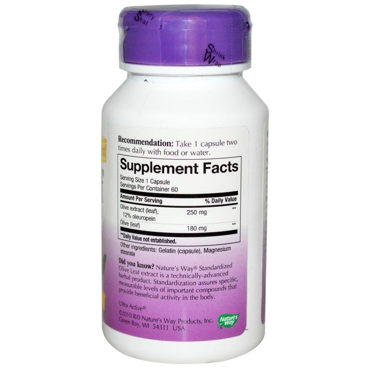 NATURE'S WAY OLIVE LEAF EXTRACT, 60 CAP