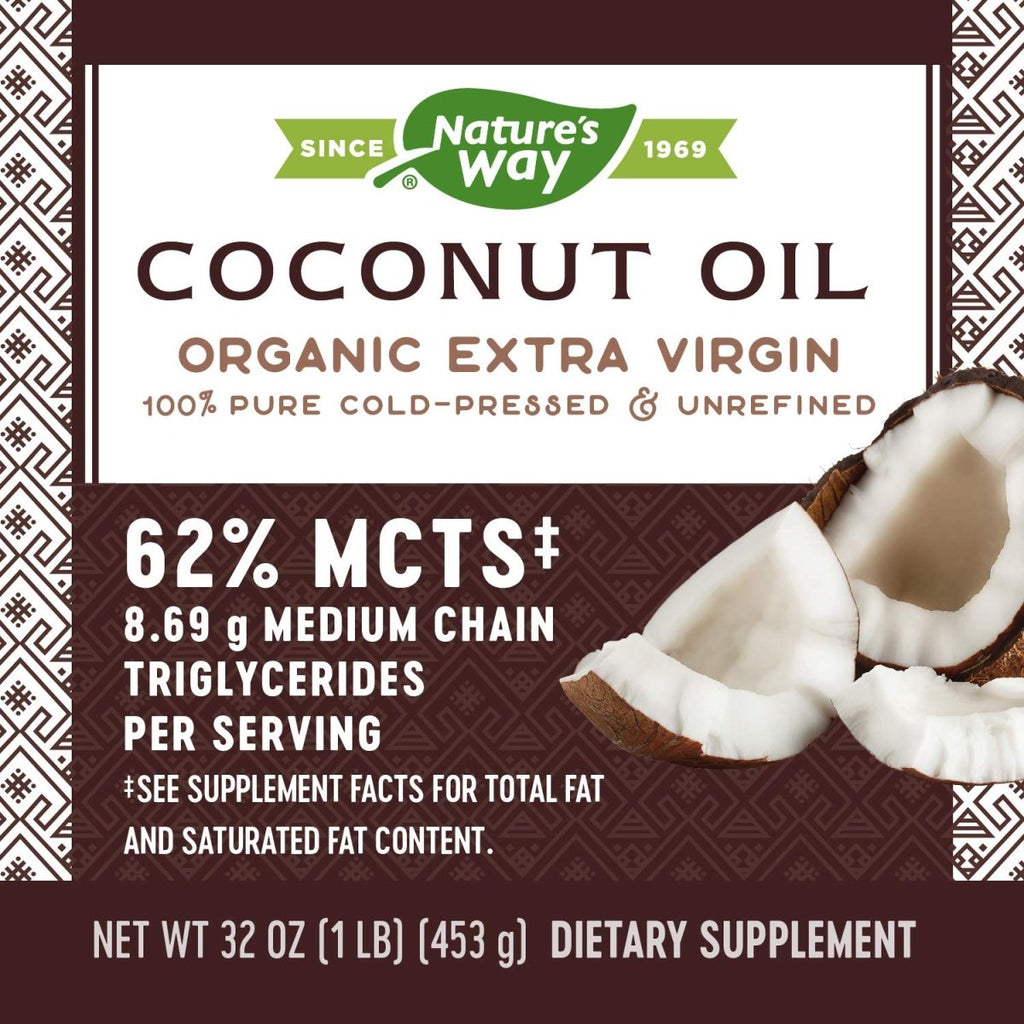 Nature's Way Organic Extra Virgin Coconut Oil, Pure & Unrefined, Cold-Pressed, USDA Organic, Non-GMO