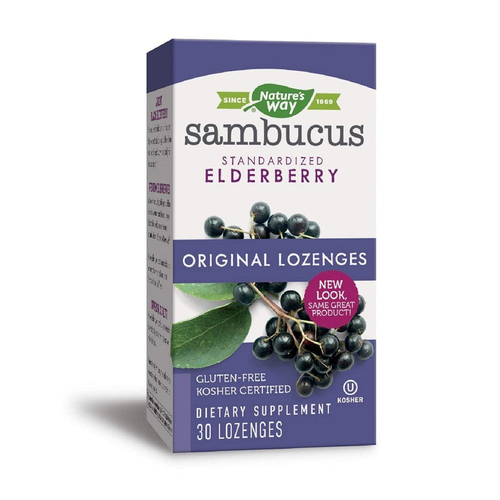 Nature's Way Original Sambucus Elderberry Lozenges with Vitamin C, Gluten Free, Vegan, 30 Count (Packaging May Vary)