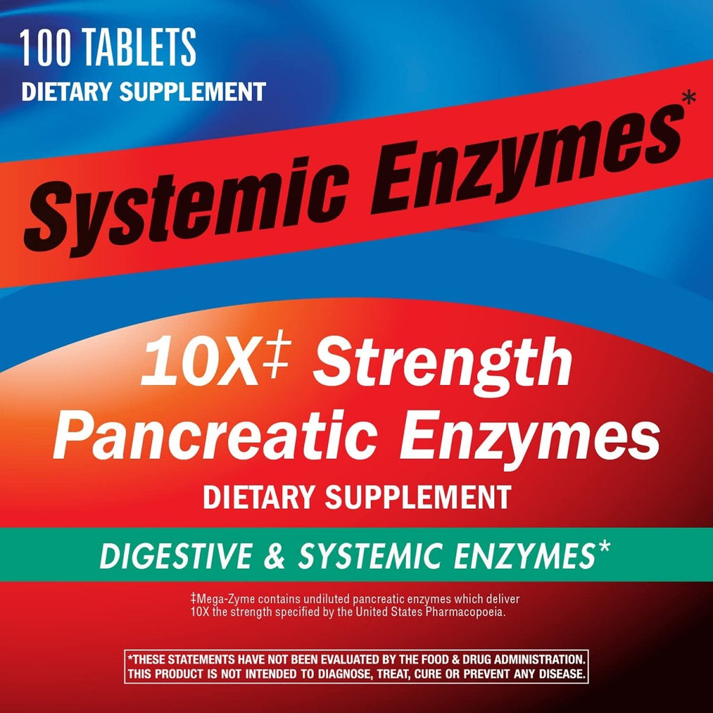 Nature's Way Pancreatic & Systemic Enzymes (Formerly Mega-Zyme), Relieves Occasional Muscle Soreness and Discomfort*, Pancreatic Enzymes, Digestive Support*, 100 Tablets