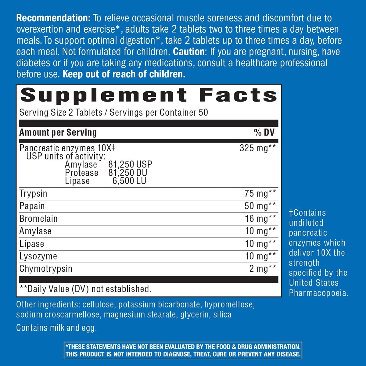 Nature's Way Pancreatic & Systemic Enzymes (Formerly Mega-Zyme), Relieves Occasional Muscle Soreness and Discomfort*, Pancreatic Enzymes, Digestive Support*, 100 Tablets