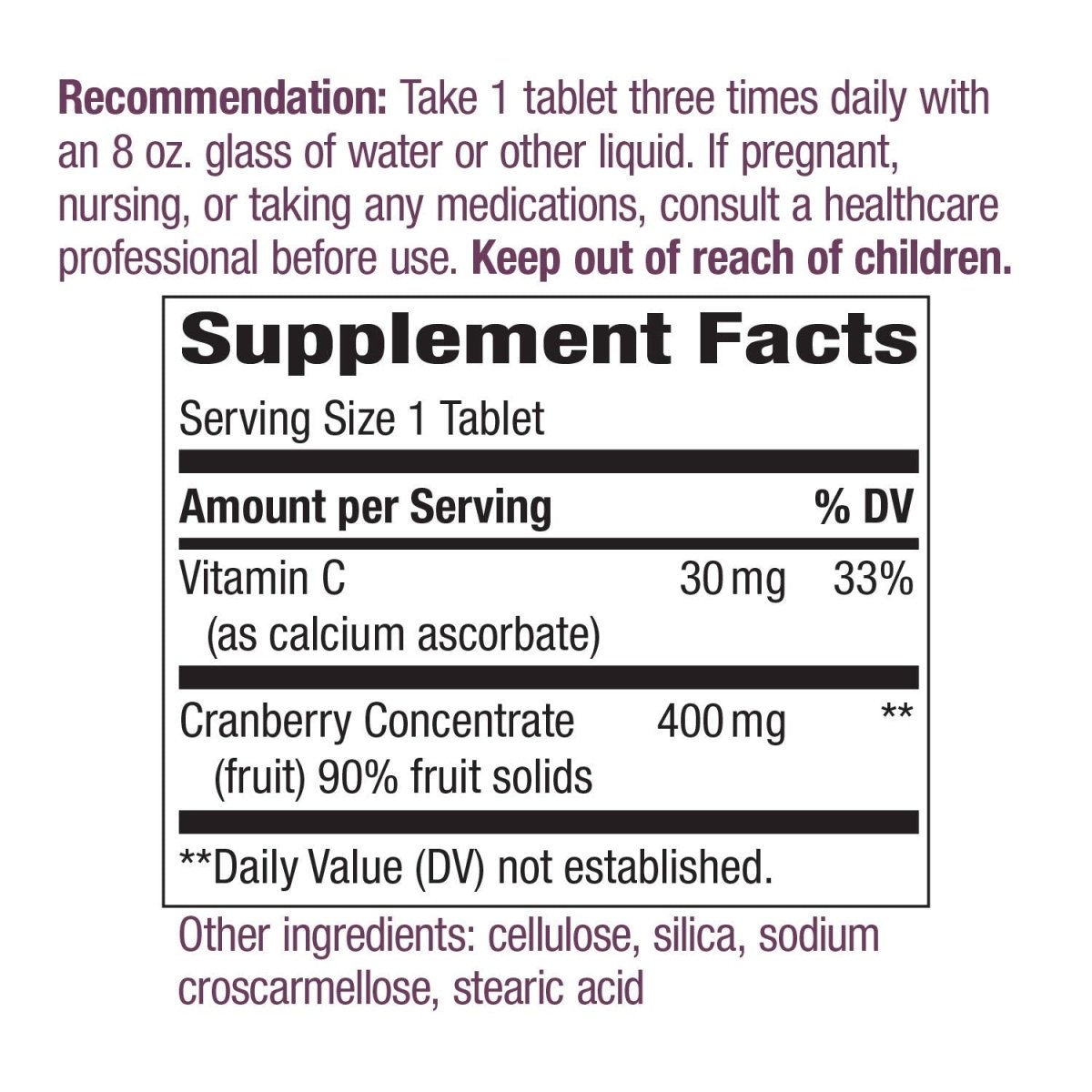 Nature's Way Premium Blend Cranberry 90% Fruit Solids 120 Count
