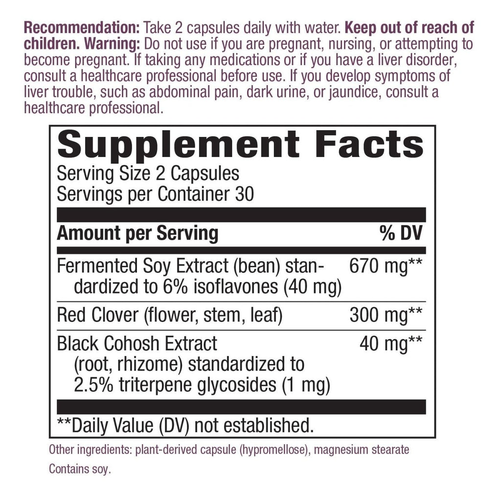 Nature's Way Premium Blend EstroSoy Menopause Relief Blend - Black Cohosh Extract and Fermented Soy - 60 VegCaps