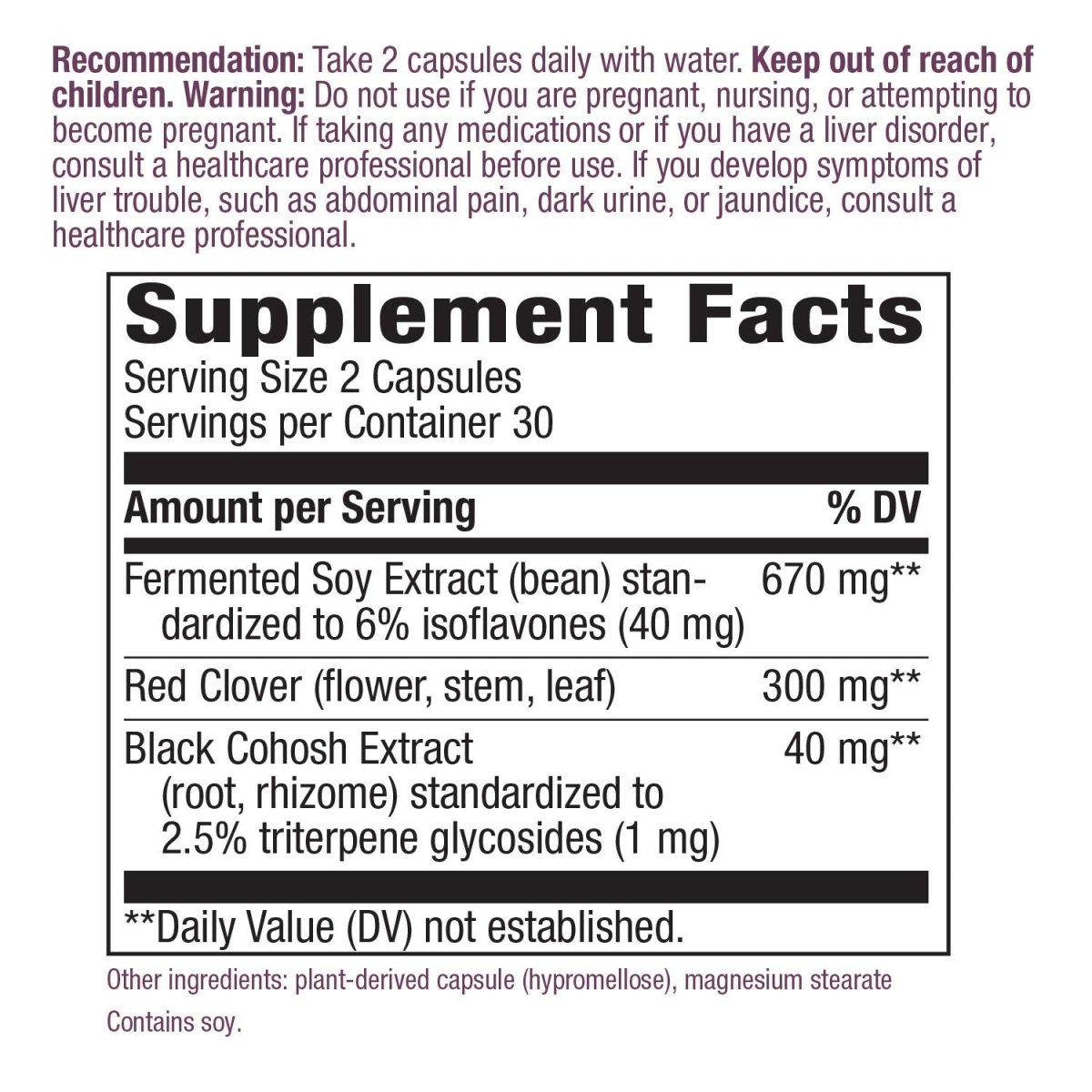 Nature's Way Premium Blend EstroSoy Menopause Relief Blend - Black Cohosh Extract and Fermented Soy - 60 VegCaps