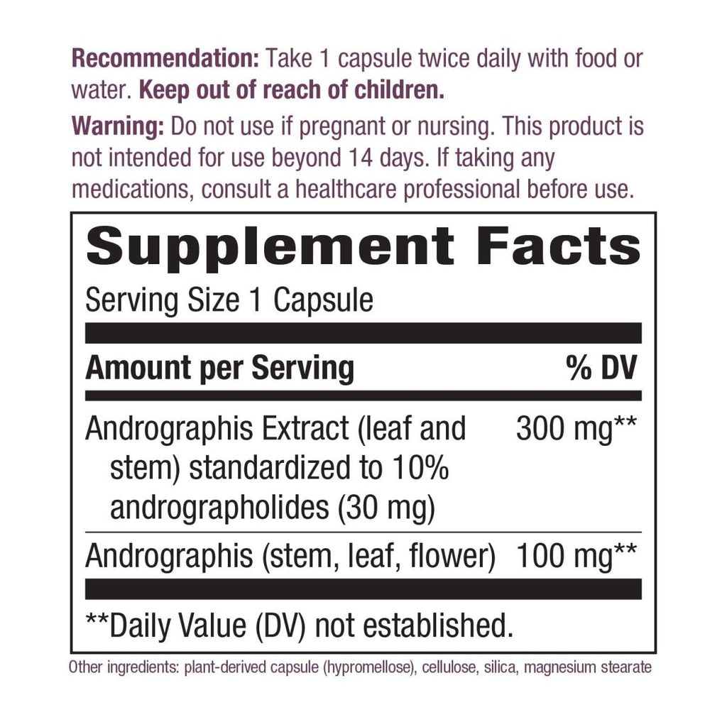 Nature's Way Premium Extract Andrographis, Immune Support*, 300 mg Andrographis Extract per serving, 60 Capsules