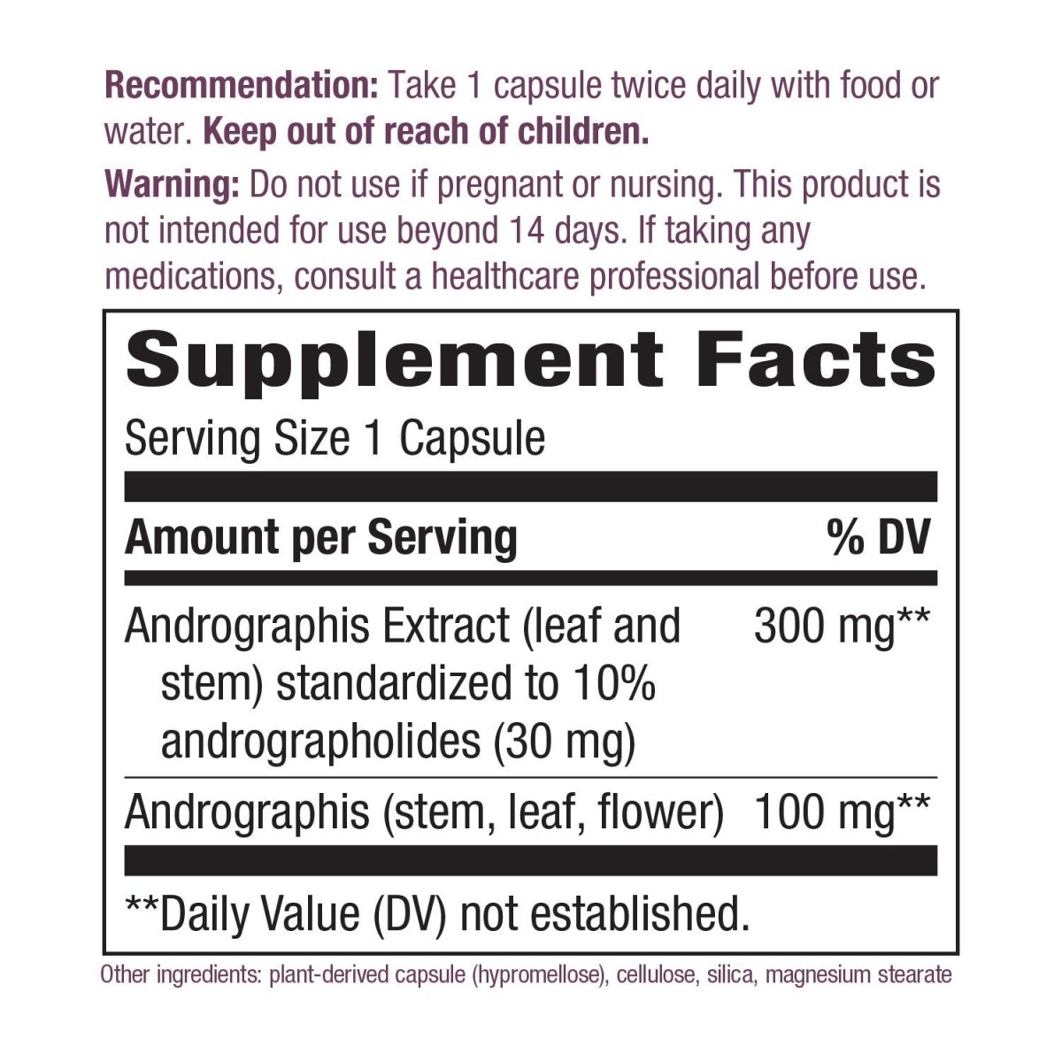 Nature's Way Premium Extract Andrographis, Immune Support*, 300 mg Andrographis Extract per serving, 60 Capsules
