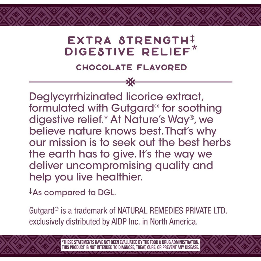 Nature's Way Premium Extract DGL Ultra 75 mg per serving 90 Chewables German Chocolate Flavor