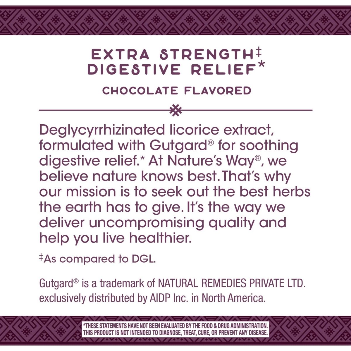 Nature's Way Premium Extract DGL Ultra 75 mg per serving 90 Chewables German Chocolate Flavor