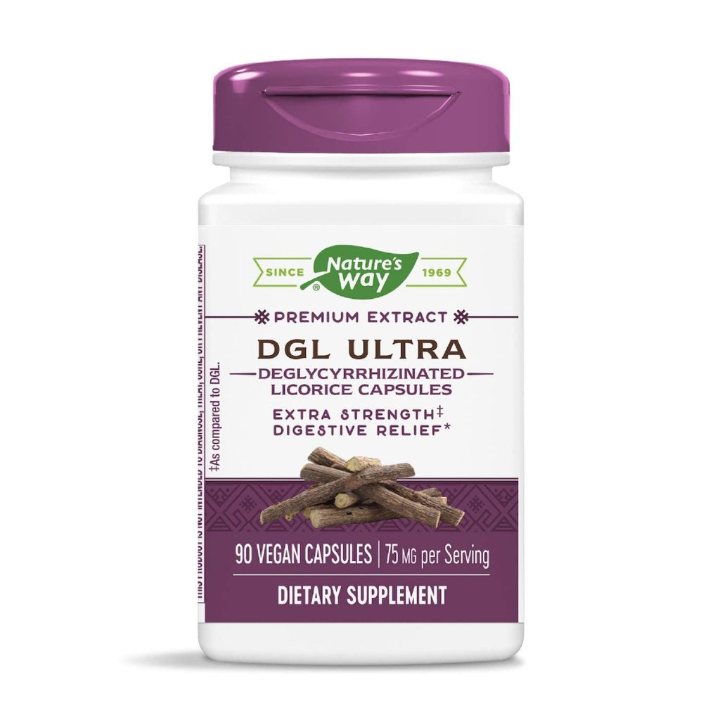 Nature?s Way Premium Extract DGL Ultra Extra Strength Digestive Relief*, 90 Capsules