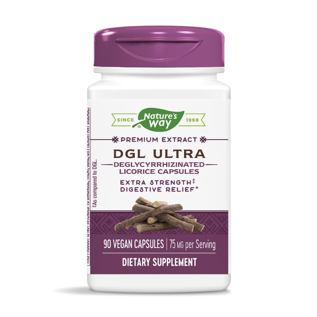 Nature?s Way Premium Extract DGL Ultra Extra Strength Digestive Relief*, 90 Capsules