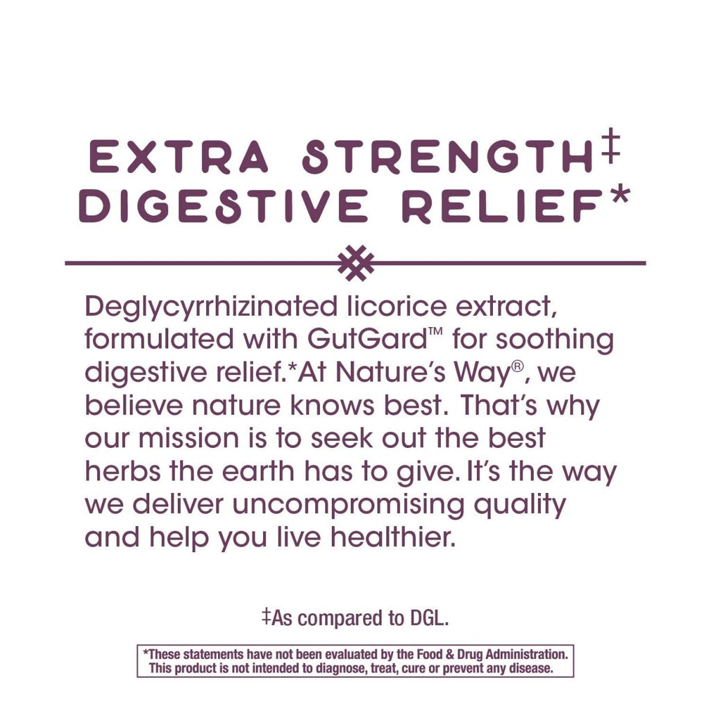 Nature?s Way Premium Extract DGL Ultra Extra Strength Digestive Relief*, 90 Capsules
