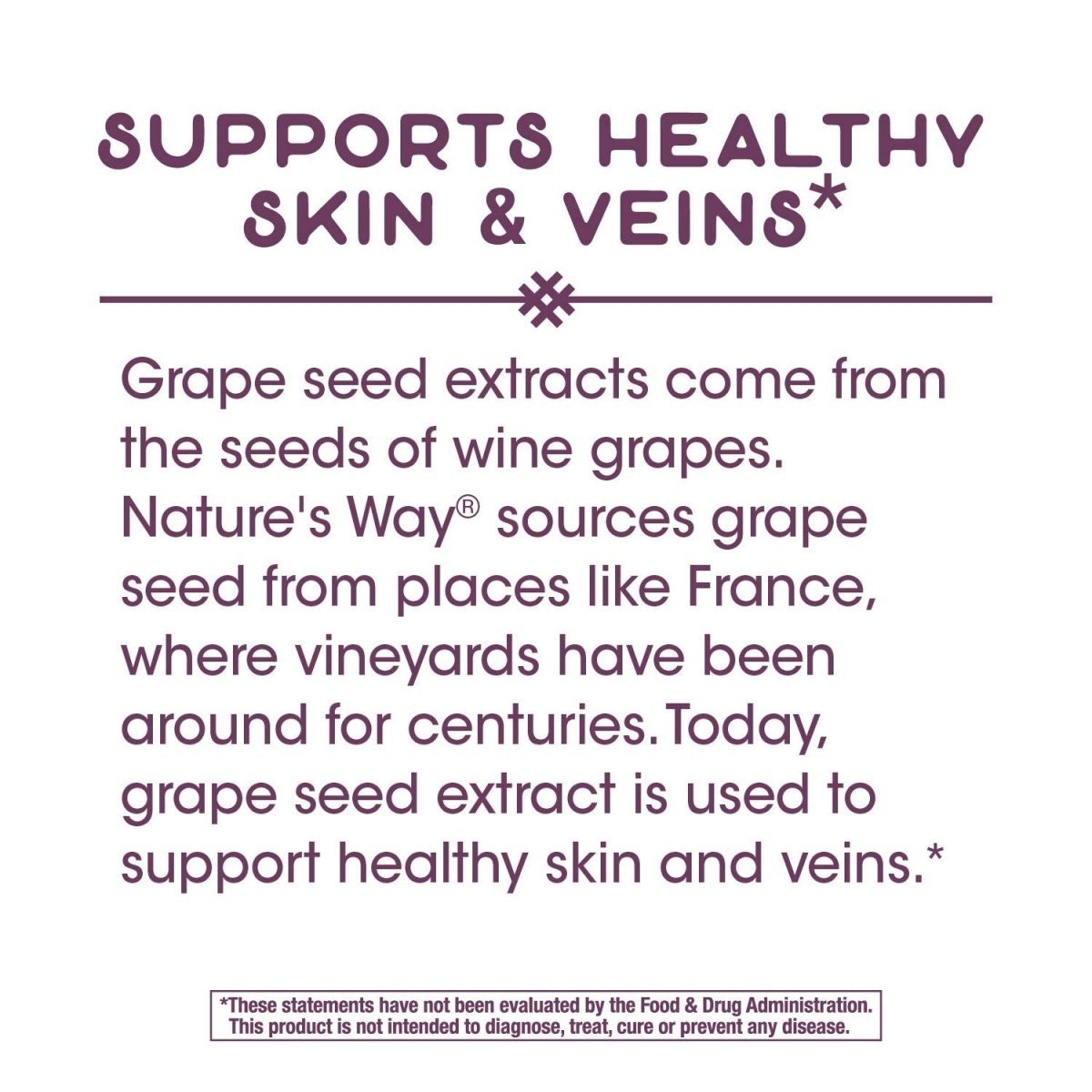 Nature's Way Premium Extract Grape Seed Standardized to 95% Polyphenols, 100 mg per serving, 60 VCaps