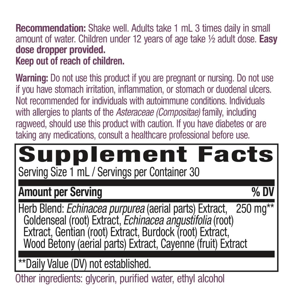 Nature's Way Premium Formula Echinacea-Goldenseal,Liquid, 250 mg per serving, 1.01 Oz.