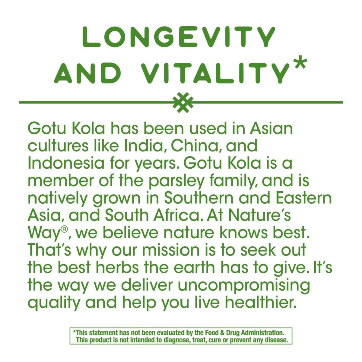 Nature's Way Premium Herbal Gotu Kola Herb 950 mg per serving 180 VCaps