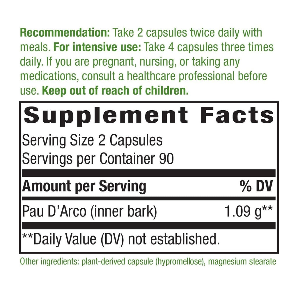 Nature's Way Premium Herbal Pau d'Arco Inner Bark,  180 Capsules