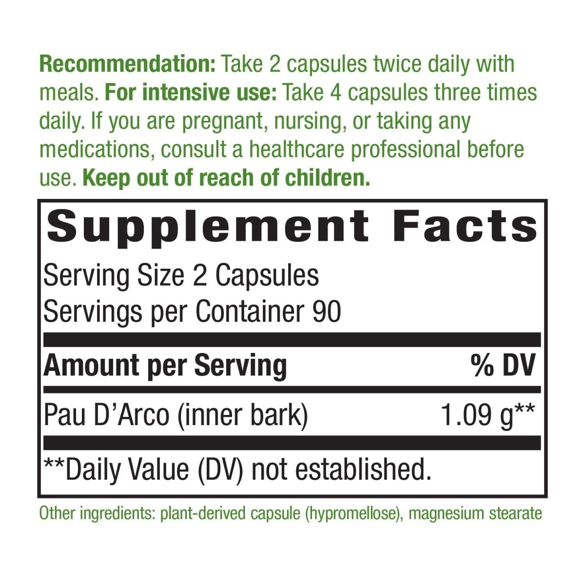 Nature's Way Premium Herbal Pau d'Arco Inner Bark,  180 Capsules