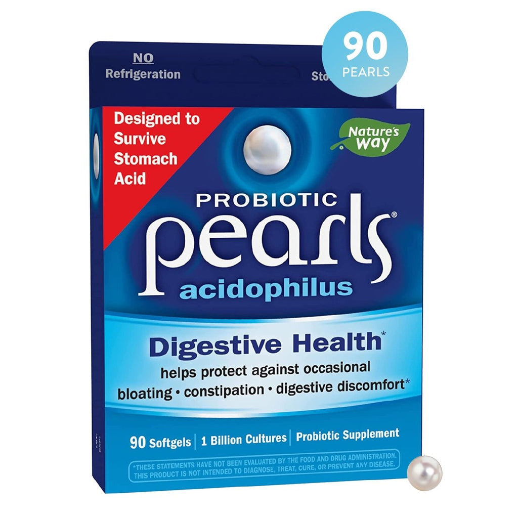 Nature's Way Probiotic Pearls Acidophilus, Digestive and Immune Health Support for Women and Men*, Protects Against Occasional Constipation and Bloating*, 90 Softgels