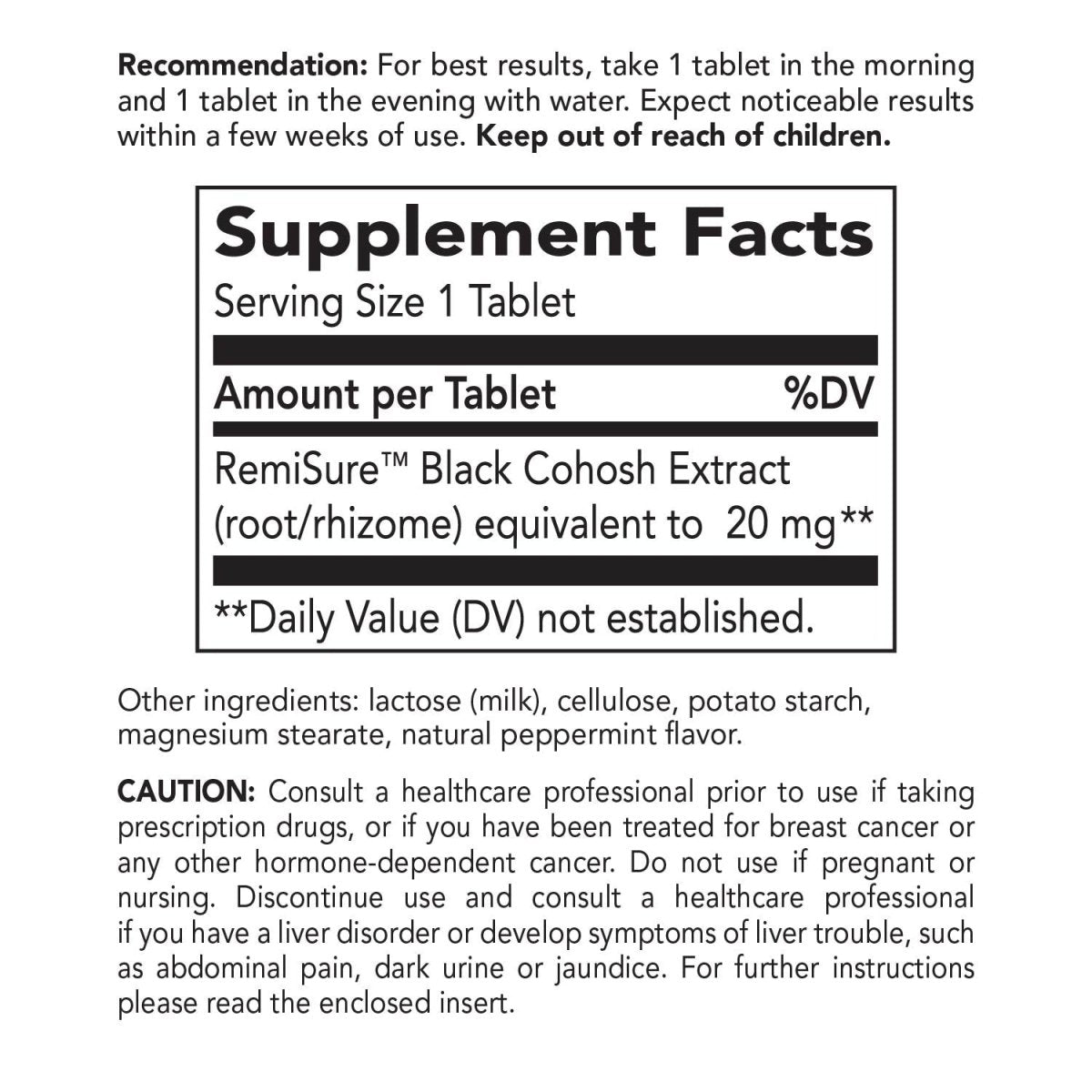 Nature's Way Remifemin, Menopause Relief*, Reduces Hot Flashes and Menopause Symptoms*, Estrogen-Free, 120 Tablets
