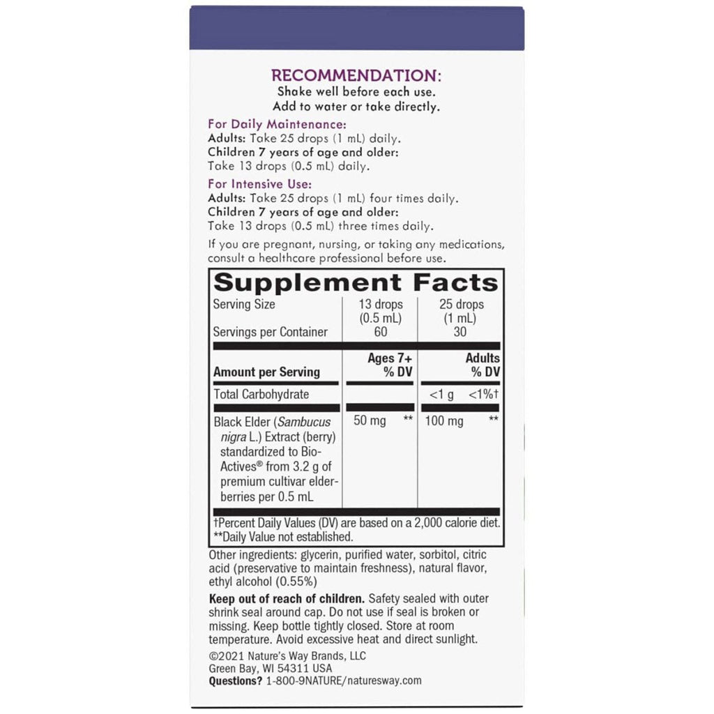 Nature's Way Sambucus Elderberry Drops with Ultra Strength Elderberry, Immune Support*, Made from 6400mg of Elderberries per 1 mL, 1 Fl. Oz.