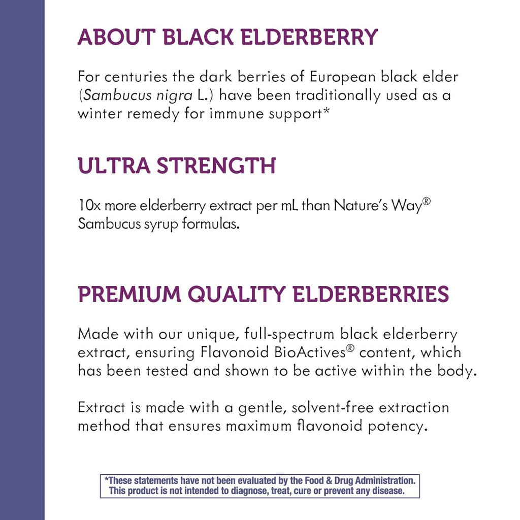 Nature's Way Sambucus Elderberry Drops with Ultra Strength Elderberry, Immune Support*, Made from 6400mg of Elderberries per 1 mL, 1 Fl. Oz.