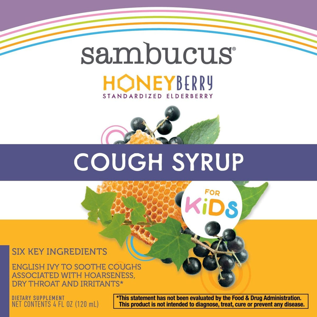 Nature's Way Sambucus HoneyBerry Cough Syrup for Kids with Black Elderberry Extract & Organic Honey, Immune Support*, 4 Fl. Oz.