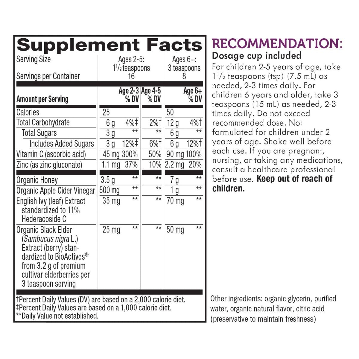 Nature's Way Sambucus HoneyBerry Cough Syrup for Kids with Black Elderberry Extract & Organic Honey, Immune Support*, 4 Fl. Oz.